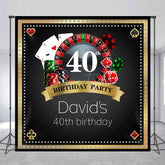 Aperturee - Aperturee Black Gold Casino Custom Name 40th Birthday Backdrop